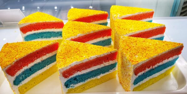 Gluten Free Rainbow Cake Slice
