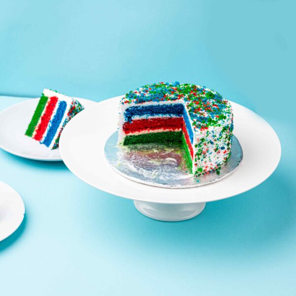 Gluten Free Rainbow Cake Slice